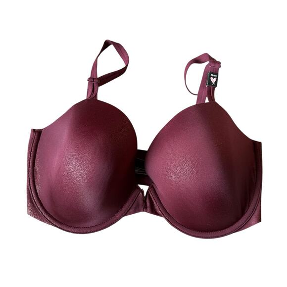 VS Victoria's Secret Burgundy Gold Metallic Lined Demi Bra Women's Size 34DDD - Picture 1 of 8